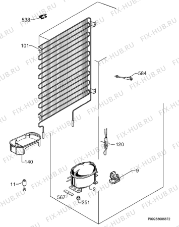 Взрыв-схема холодильника Far R2305A - Схема узла Cooling system 017